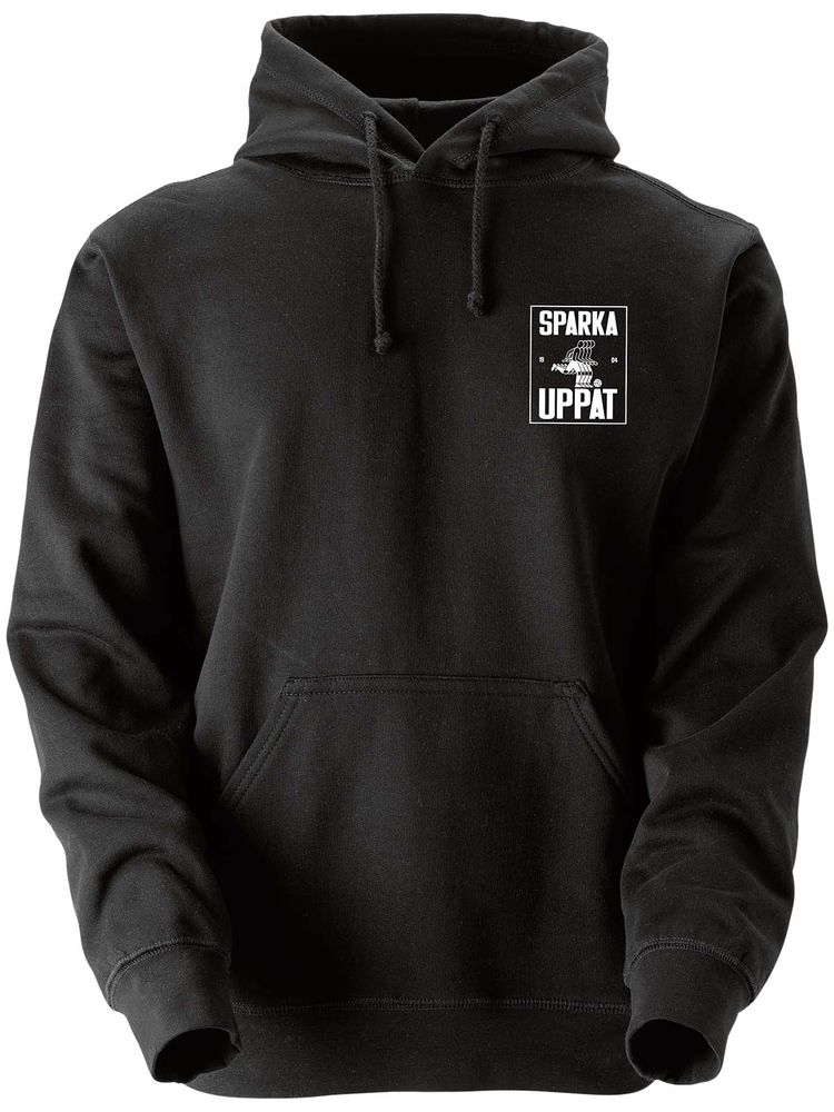 Hoodtröja, Svart - Sparka Uppåt (liten logo)