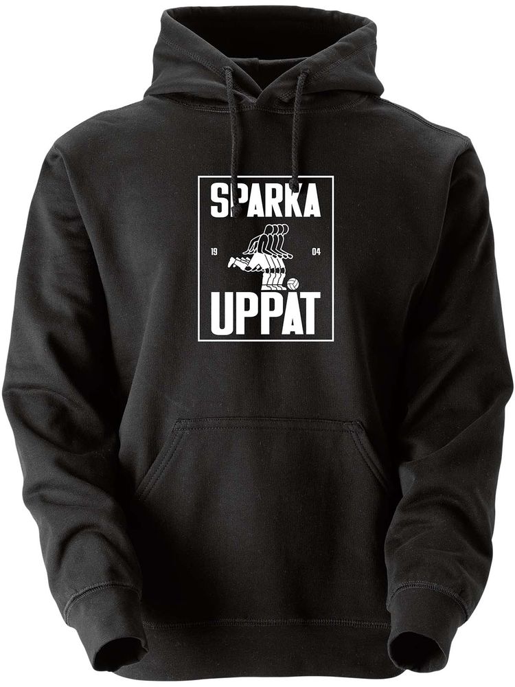 Hoodtröja, Svart - Sparka Uppåt (stor logo)