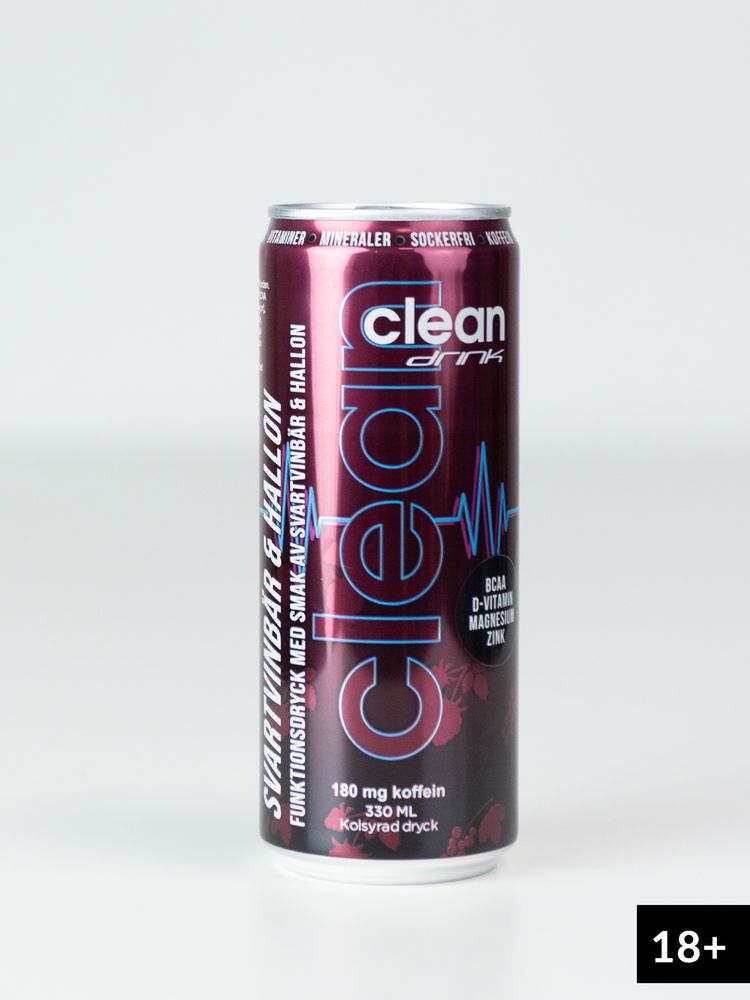 CLEAN Drink - Energidryck, 33 cl - BCAA Svart Vinbär - Hallon
