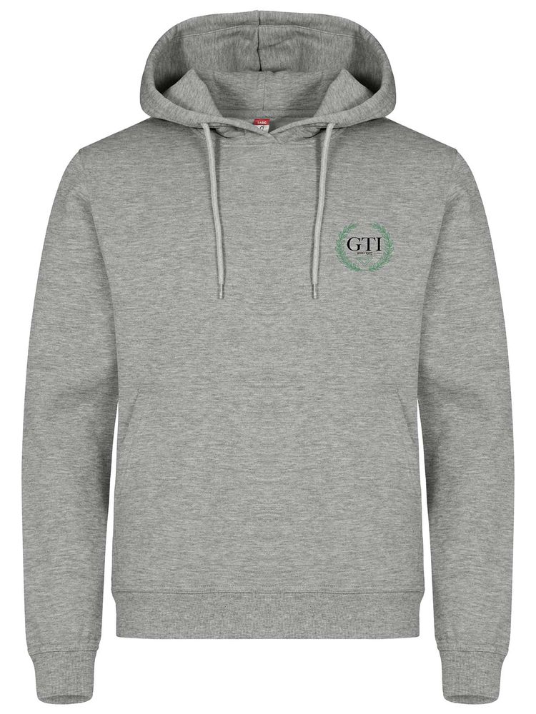Hoodie - Small green wreath, Grey Melange (GTI:s Gymnasieskola)