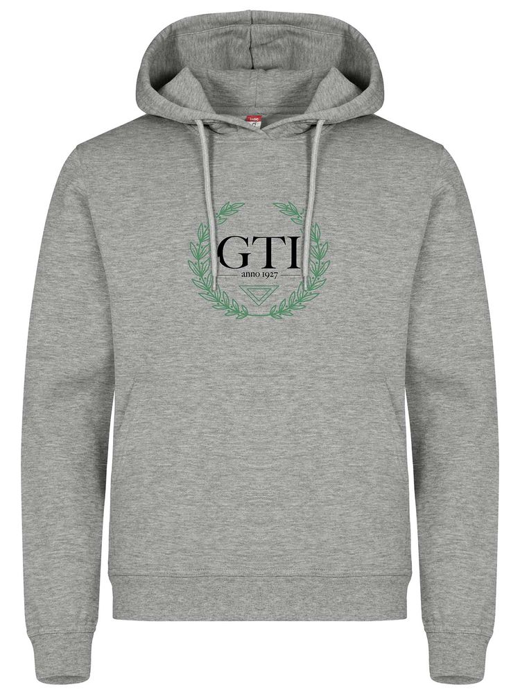 Hoodie - Big green wreath, Grey Melange (GTI:s Gymnasieskola)