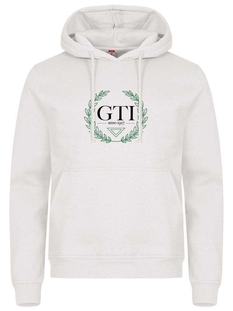 Hoodie - Big wreath, White (GTI:s Gymnasieskola)