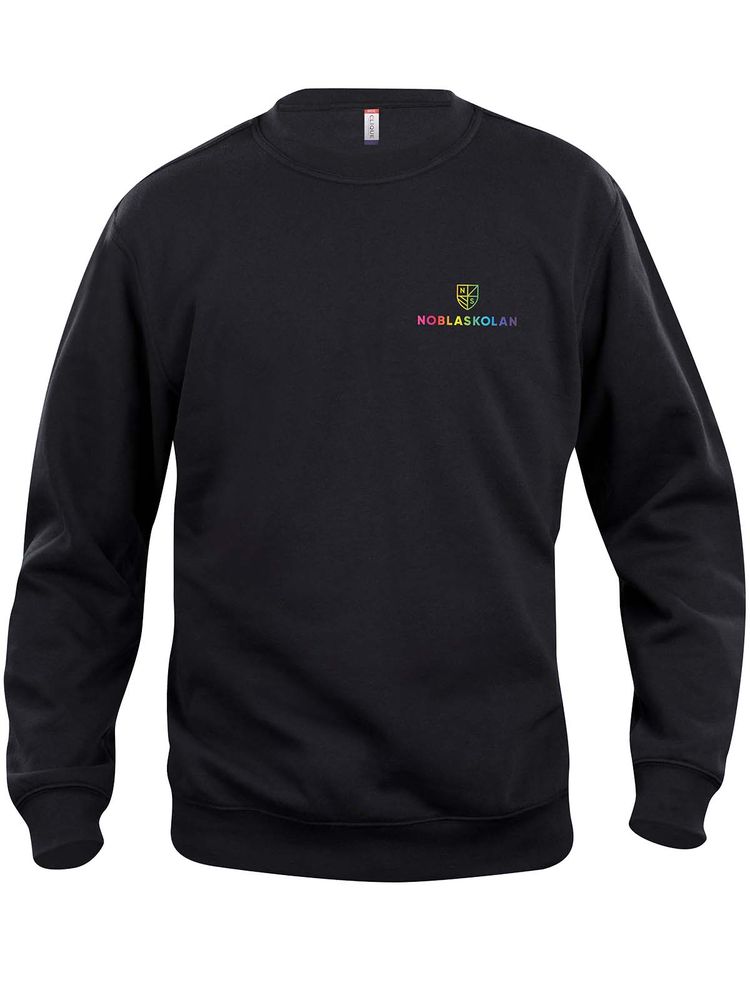 Collegetröja, Svart #1 (liten logo rainbow) (Noblaskolan)