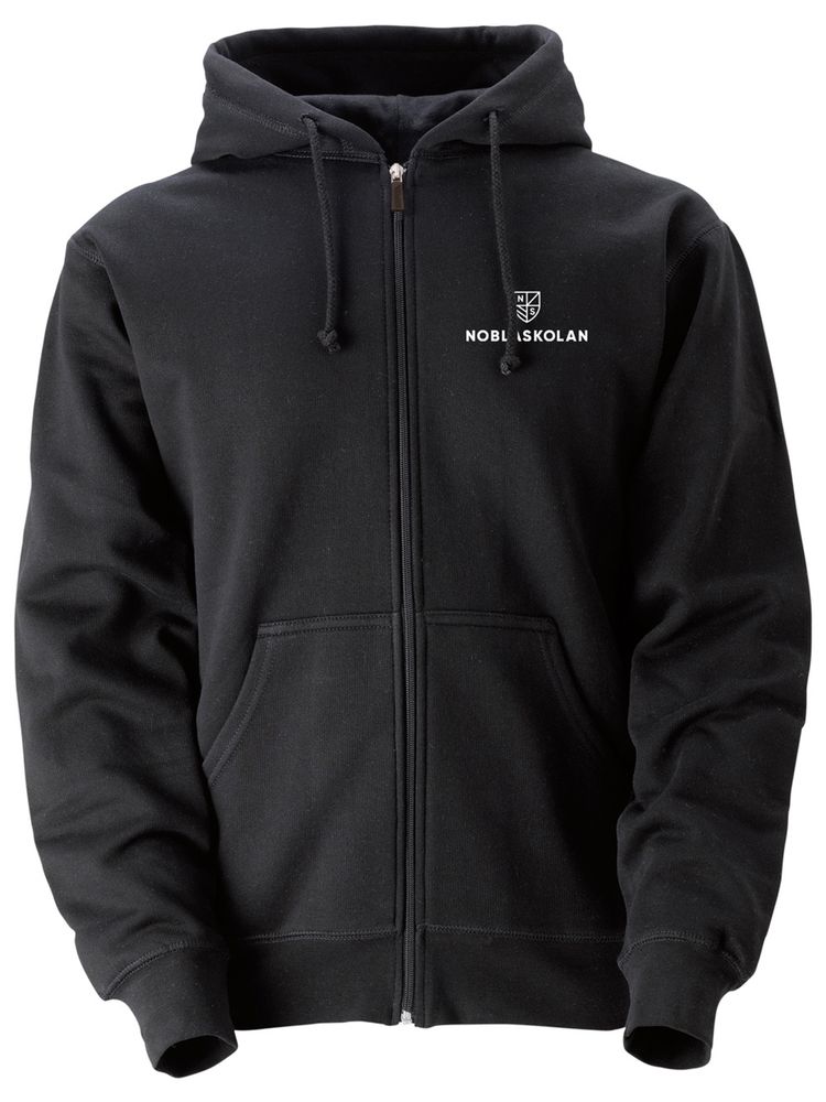 Hoodie with zip, Black #2 (Noblaskolan)