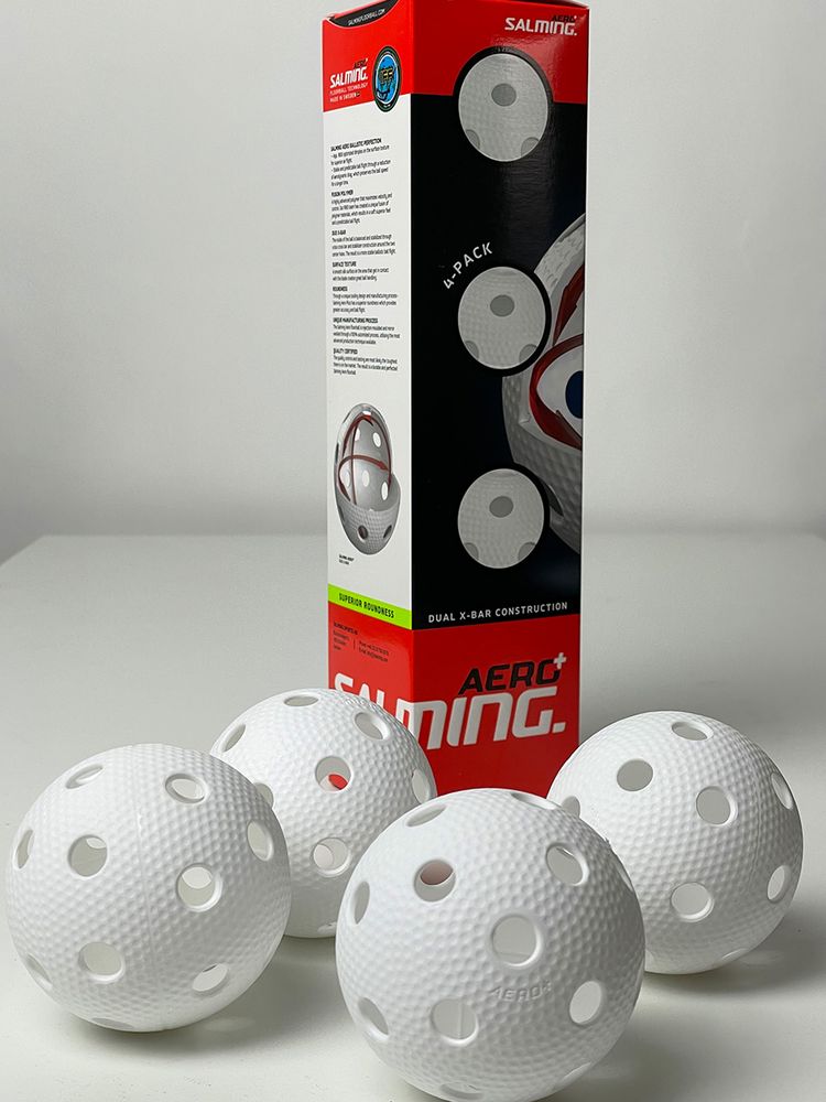 Salming Floorball Ball AERO Plus (4-pack) - White
