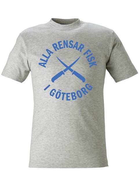 T-shirt Herr, Grå - Alla Rensar Fisk (stor logo)