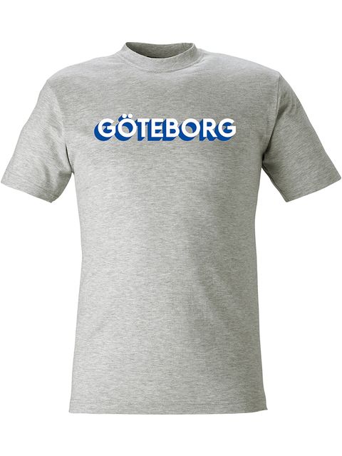 T-shirt Herr, Grå - Göteborg 3D, vit+blå