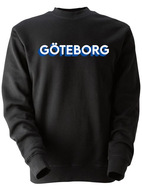 Collegetröja, Svart - Göteborg 3D, vit+blå