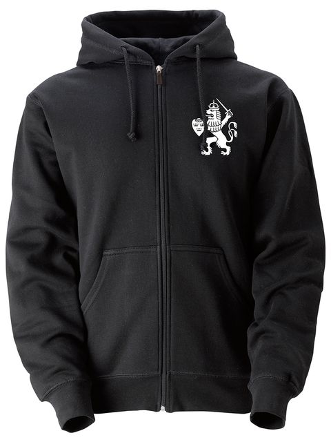 Hood med dragkedja, Svart - GBG Lejon (liten logo)