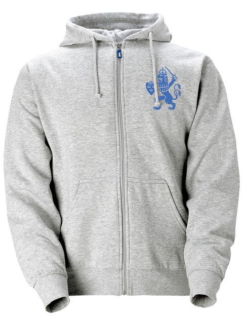 Hood med dragkedja, Grå - GBG Lejon (liten logo)