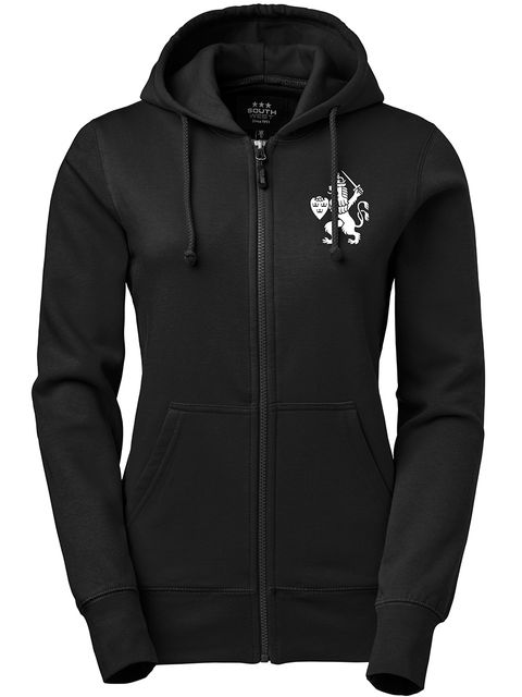 Hood med dragkedja Dam, Svart - GBG Lejon (liten logo)