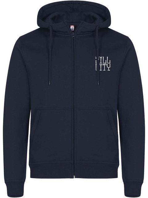 Full Zip Hoodie, Navy - Sill City Text