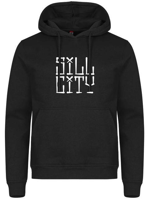 Hoodie, Black - Sill City Text (stor logo)