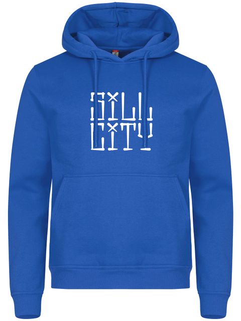 Hoodie, Blue - Sill City Text (stor logo)