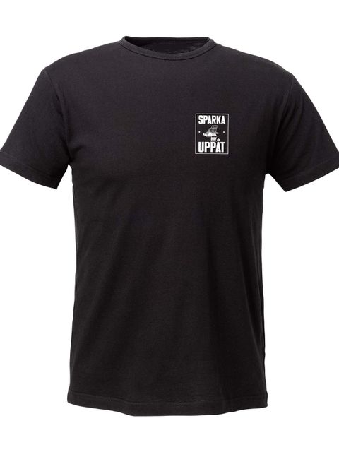 T-shirt Men, Black - Sparka Uppåt (liten logo)