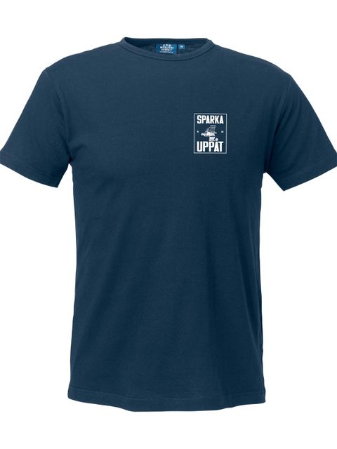 T-shirt Men, Navy - Sparka Uppåt (liten logo)