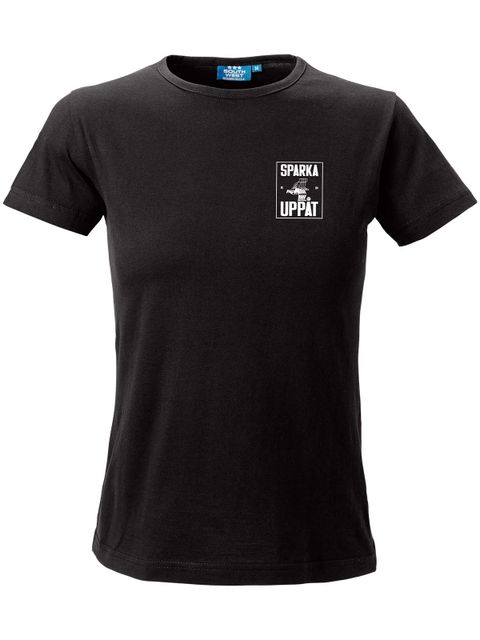 T-shirt Woman, Black - Sparka Uppåt (liten logo)