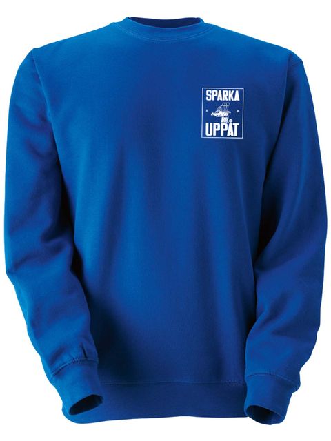 Collegetröja, Blå - Sparka Uppåt (liten logo)
