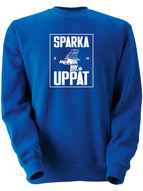 Collegetröja, Blå - Sparka Uppåt (stor logo)