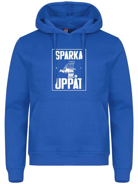 Hoodie, Blue - Sparka Uppåt (stor logo)