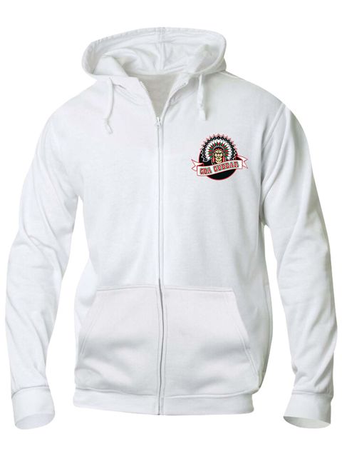 Hoodtröja med dragkedja, Vit (Goa Gubbar Supportershop)