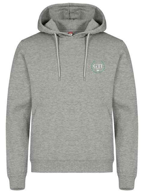 Hoodie - Small green/white wreath, Grey Melange (GTI:s Gymnasieskola)