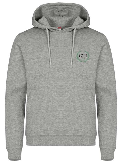 Hoodie - Small green wreath, Grey Melange (GTI:s Gymnasieskola)