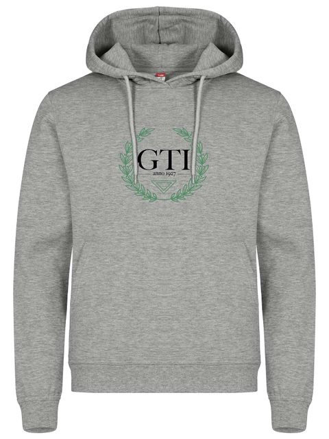 Hoodie - Big green wreath, Grey Melange (GTI:s Gymnasieskola)
