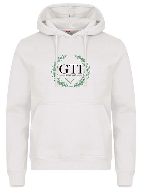Hoodie - Big wreath, White (GTI:s Gymnasieskola)