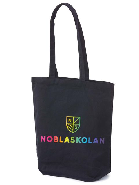 Tygkasse, Svart #2 (logo rainbow) (Noblaskolan)