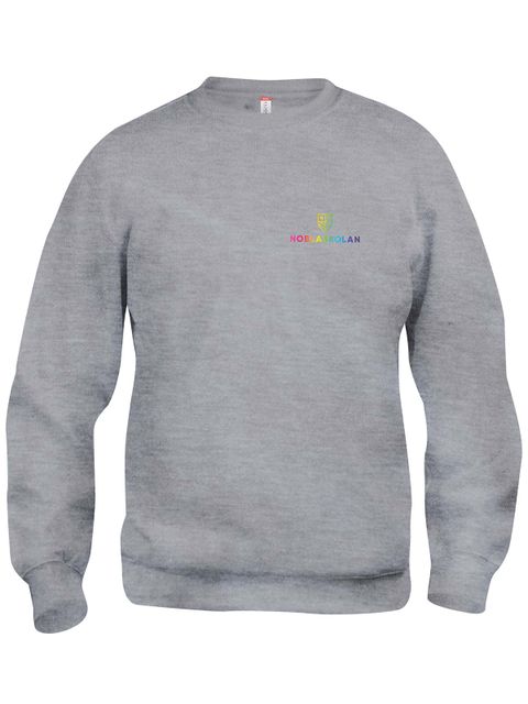 Collegetröja, Grå #1 (liten logo rainbow) (Noblaskolan)