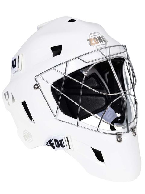 Zone Goalie Mask UPGRADE PRO (Cat-Eye Cage) White-Silver