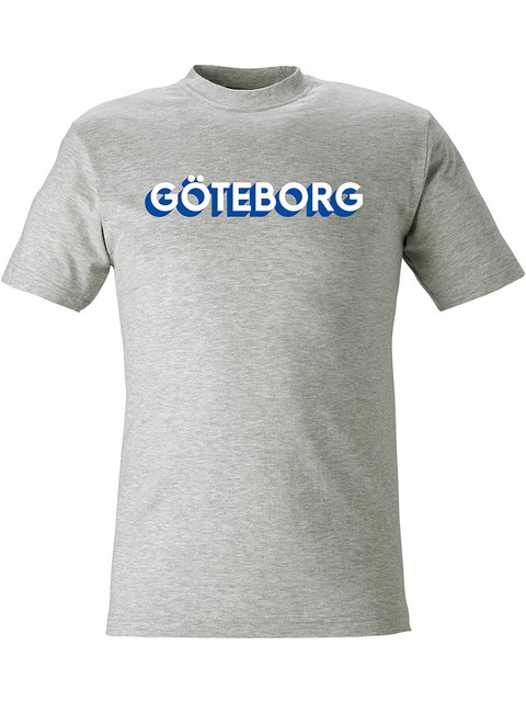 T-shirt Herr, Grå - Göteborg 3D, vit+blå
