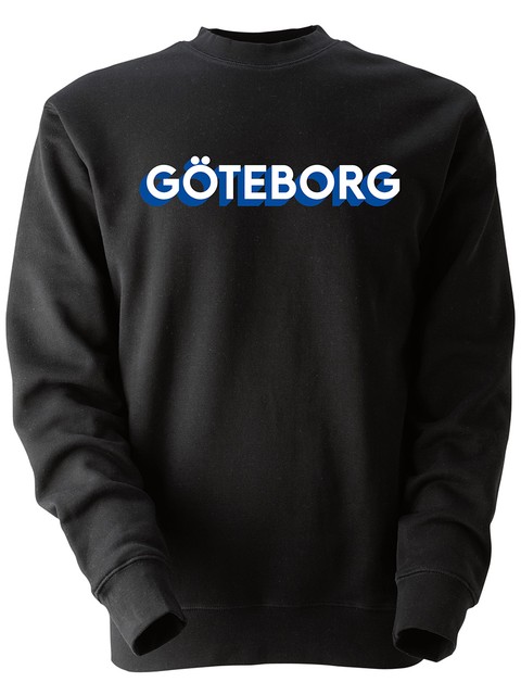 Collegetröja, Svart - Göteborg 3D, vit+blå