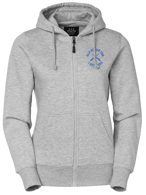 Hood med dragkedja Dam, Grå - Alla Rensar Fisk (liten logo)