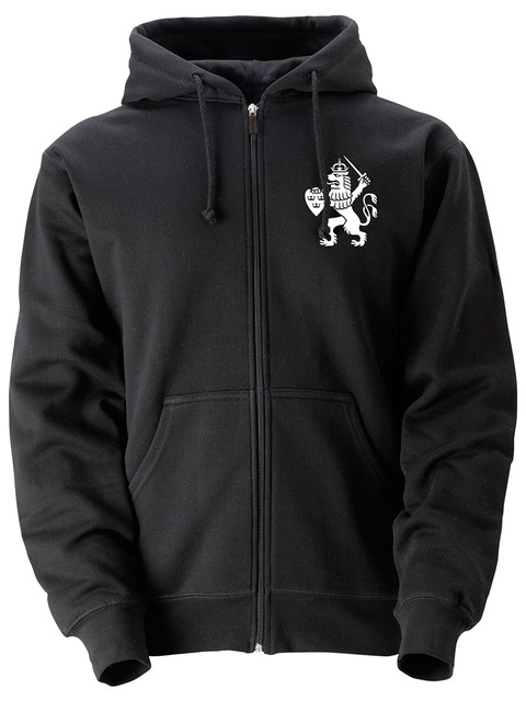 Hood med dragkedja, Svart - GBG Lejon (liten logo)