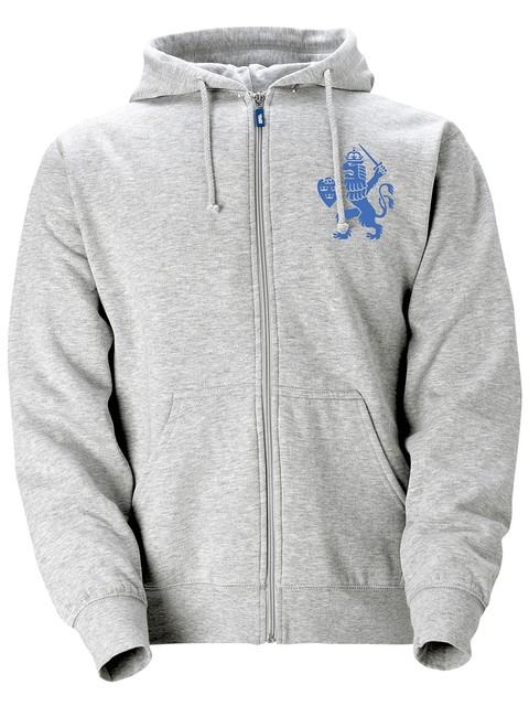 Hood med dragkedja, Grå - GBG Lejon (liten logo)