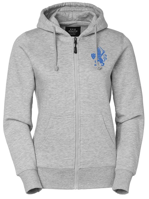 Hood med dragkedja Dam, Grå - GBG Lejon (liten logo)