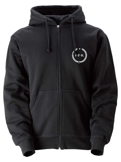 Hood med dragkedja, Svart - Kransen (liten logo)