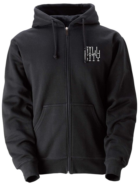 Hoodie Fullzip, Black - Sill City Text