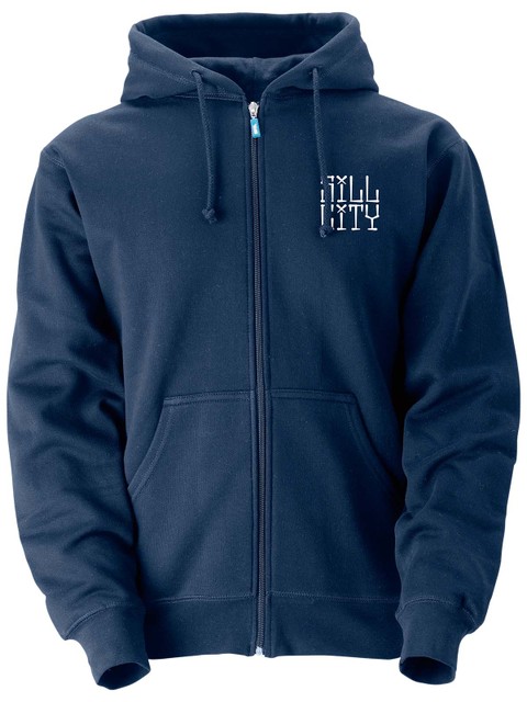Hoodie Fullzip, Navy - Sill City Text