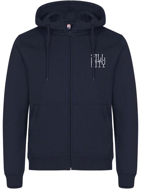Full Zip Hoodie, Navy - Sill City Text