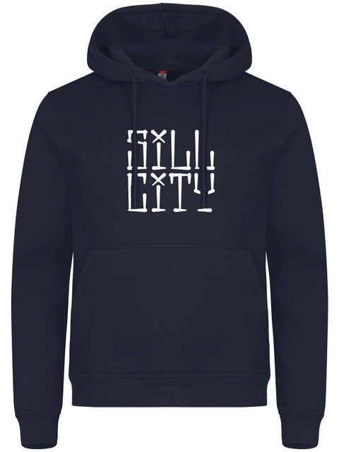 Hoodie, Navy - Sill City Text (stor logo)