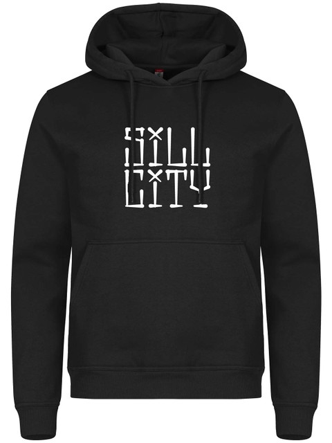 Hoodie, Black - Sill City Text (stor logo)