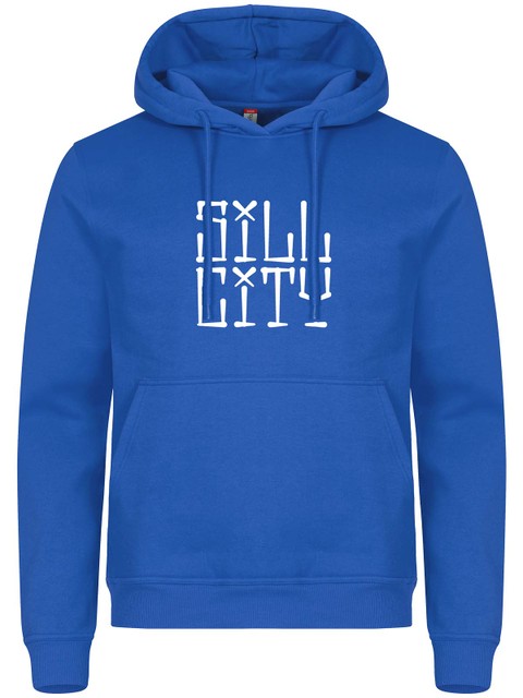 Hoodie, Blue - Sill City Text (stor logo)