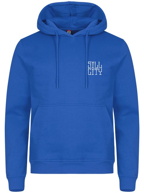 Hoodie, Blue - Sill City Text (liten logo)