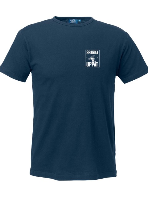 T-shirt Men, Navy - Sparka Uppåt (liten logo)