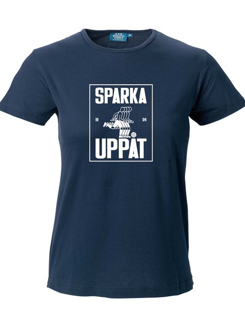 T-shirt Woman, Navy - Sparka Uppåt (stor logo)