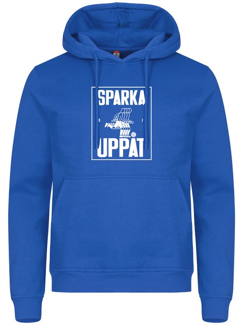 Hoodtröja, Blå - Sparka Uppåt (stor logo)