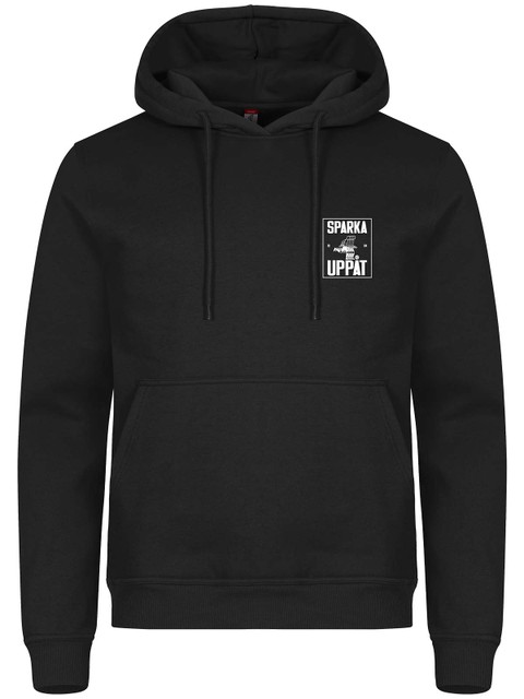 Hoodie, Black - Sparka Uppåt (liten logo)